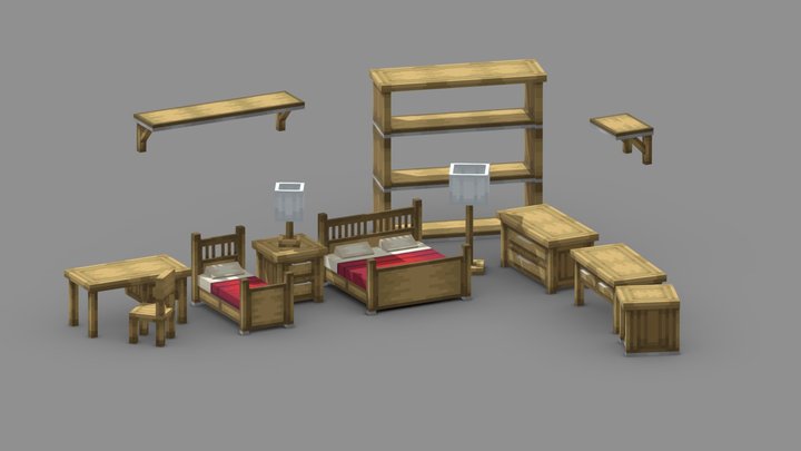Minecraft - Bedroom Pack 3D Model