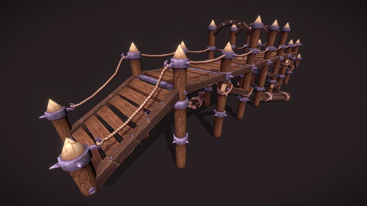 Big Wooden Bridge 3D Model