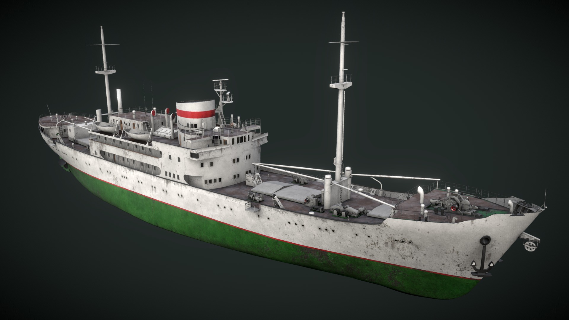 3D model Old vessel - This is a 3D model of the Old vessel. The 3D model is about a large ship in the water.