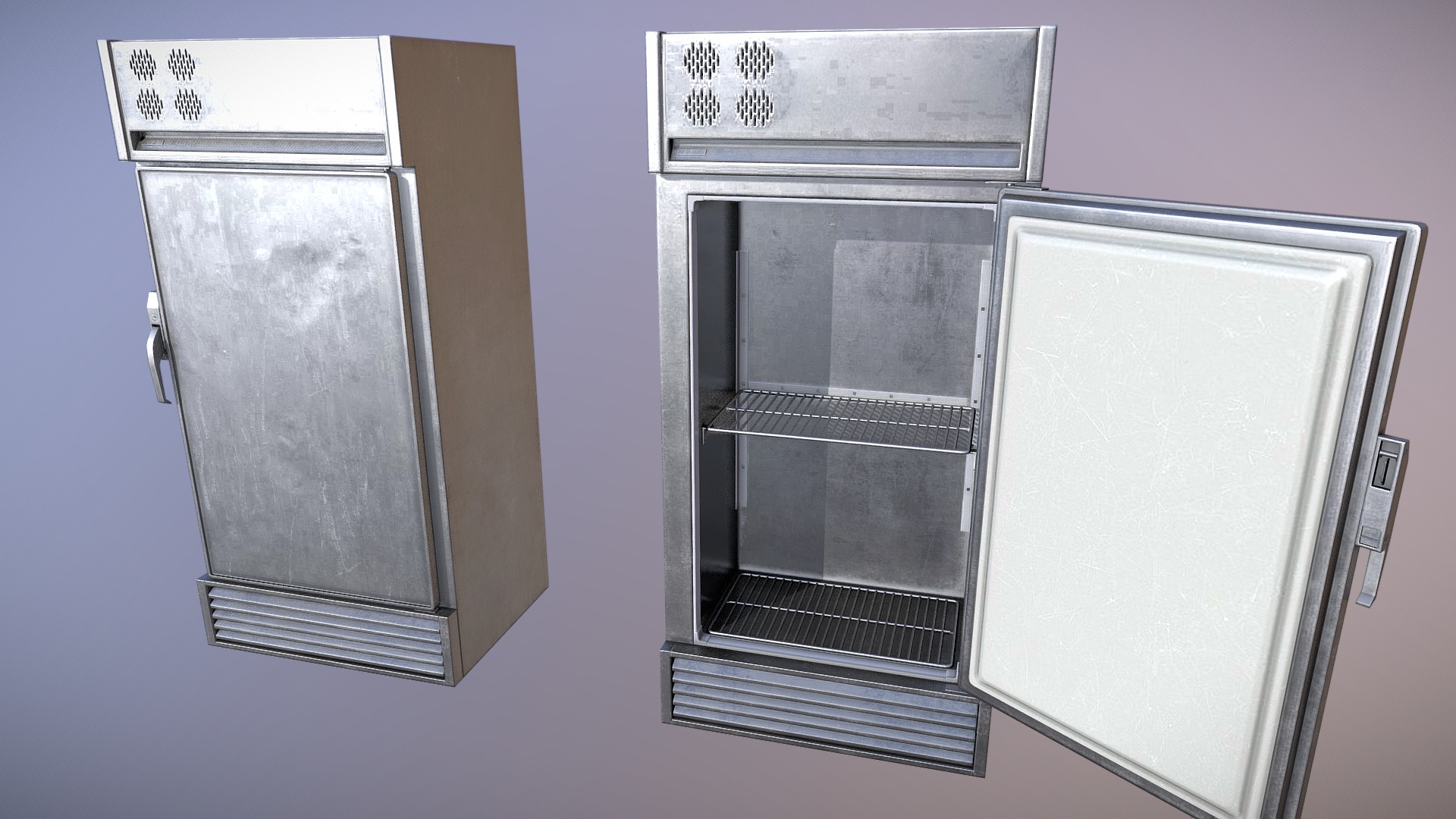 3D model Refrigerator – For Sale - This is a 3D model of the Refrigerator - For Sale. The 3D model is about a couple of rectangular objects with vents.