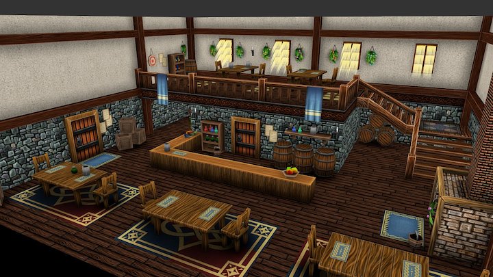Grinning husky tavern 3D Model