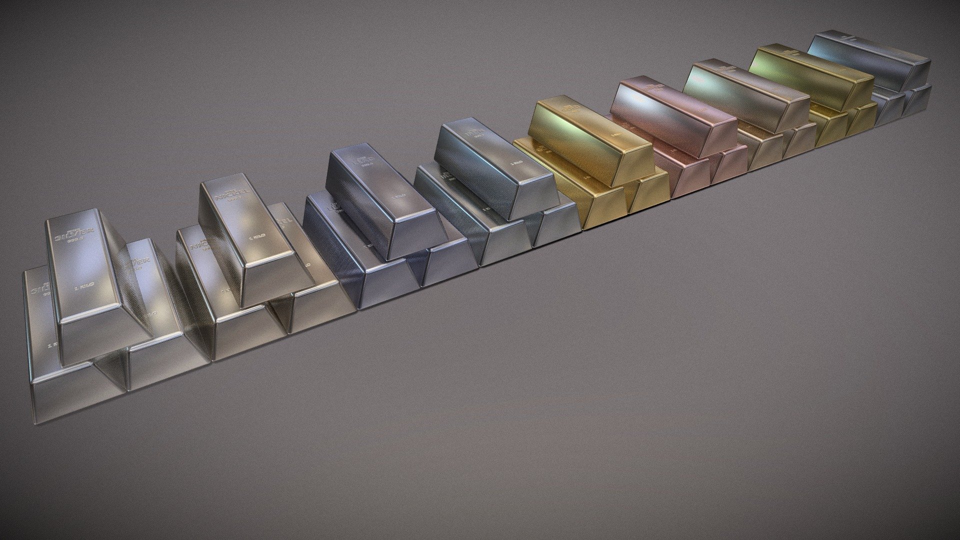Diverse soorten staven met metalen — Sketchfab embed 3D viewer