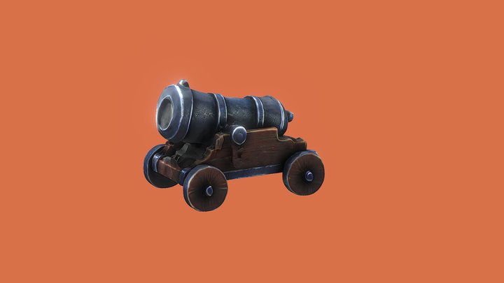 low poly cannon 3D Model