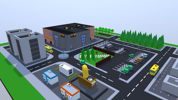 Town LowPoly 3D Model