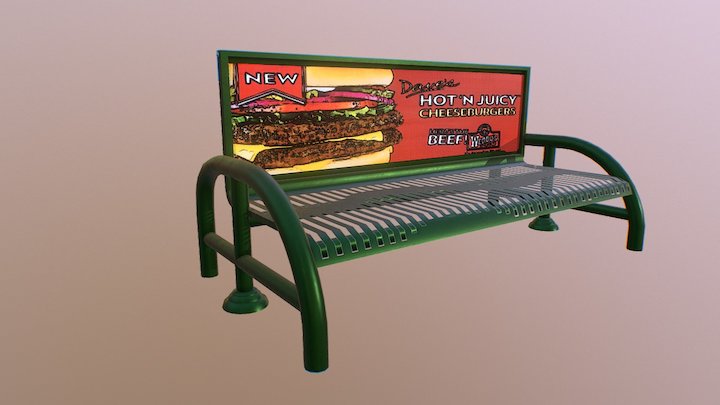 Sidewalk Bench 3D Model