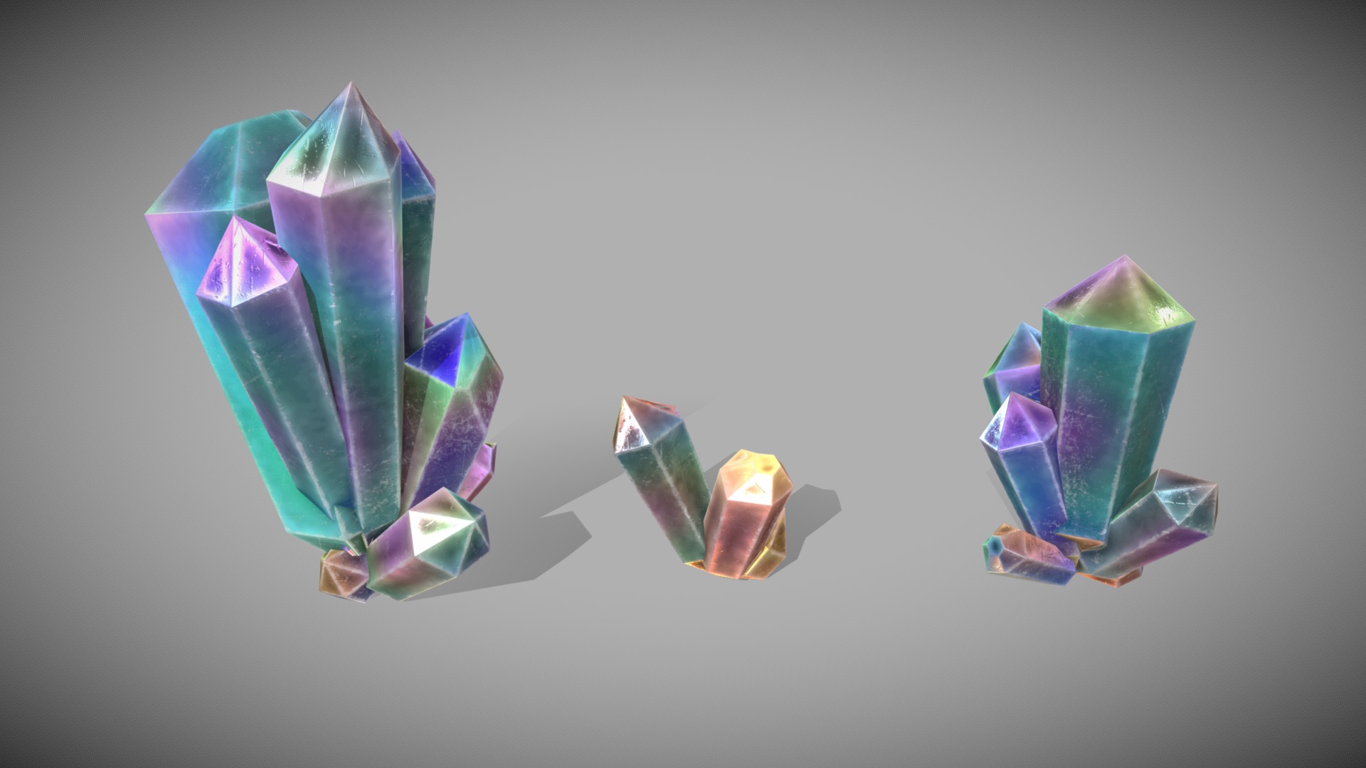 3D model Crystal Cluster 3 Pack - This is a 3D model of the Crystal Cluster 3 Pack. The 3D model is about a group of colorful paper birds.