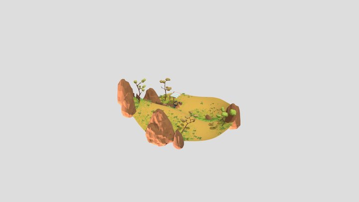 Low poly desert scene 3D Model