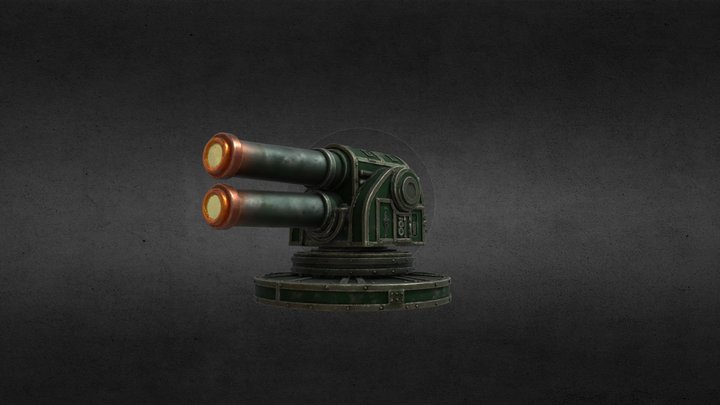 Twin Barrel Turret 3D Model