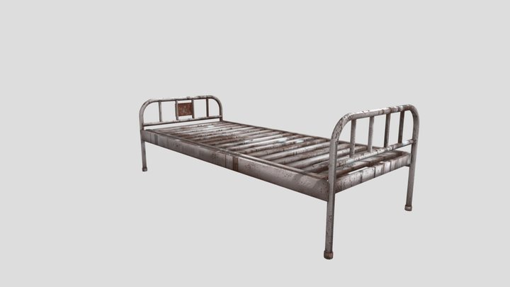 Old Rusted Hospital Bed 3D Model