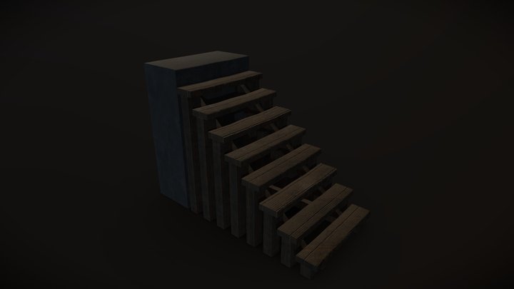 Creepy basement stair v2 3D Model