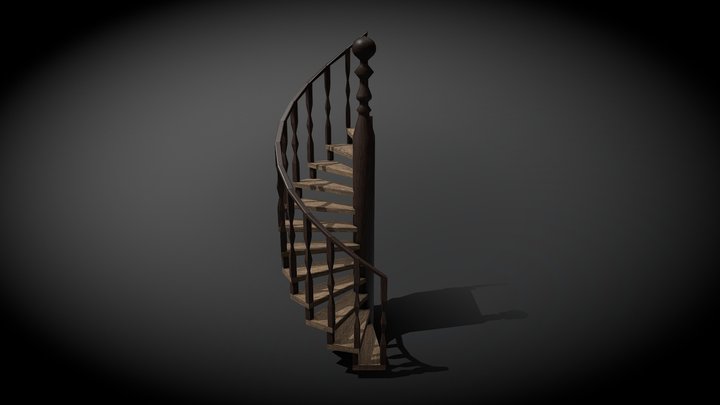 Wooden Spiral Stairs (Free) 3D Model