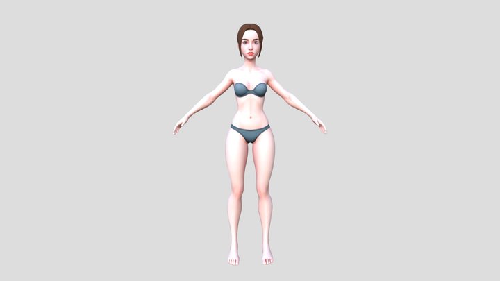 Stylized Female Character - Rigged Basemesh 3D Model