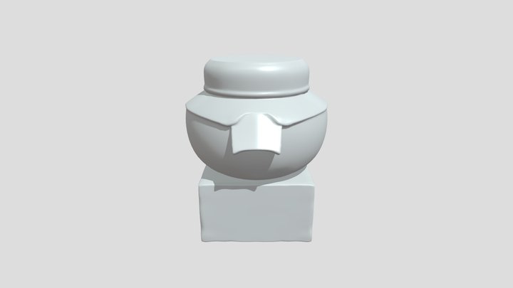 Restored ancient pottery jar on base 3D Model