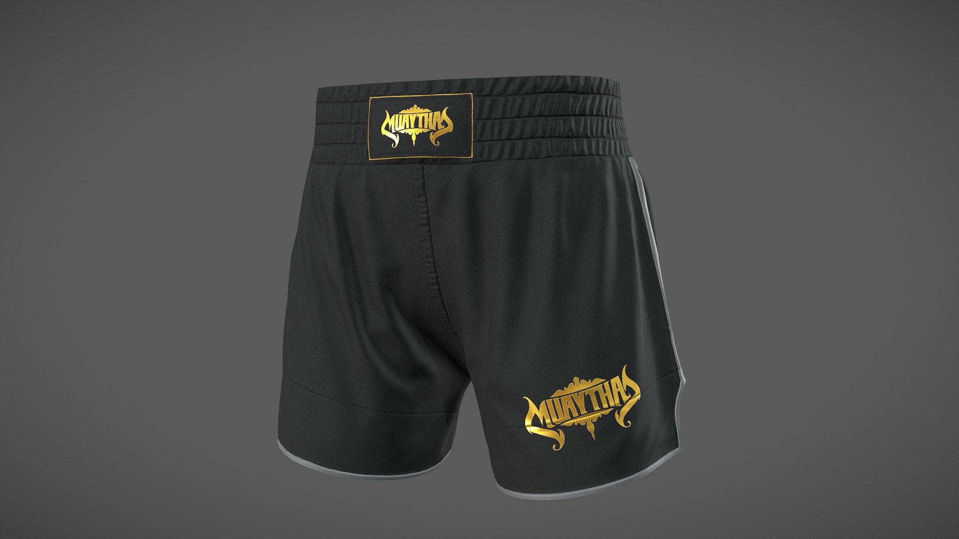 MMA Shorts Black - Buy Royalty Free 3D model by polyfarm [024bb40