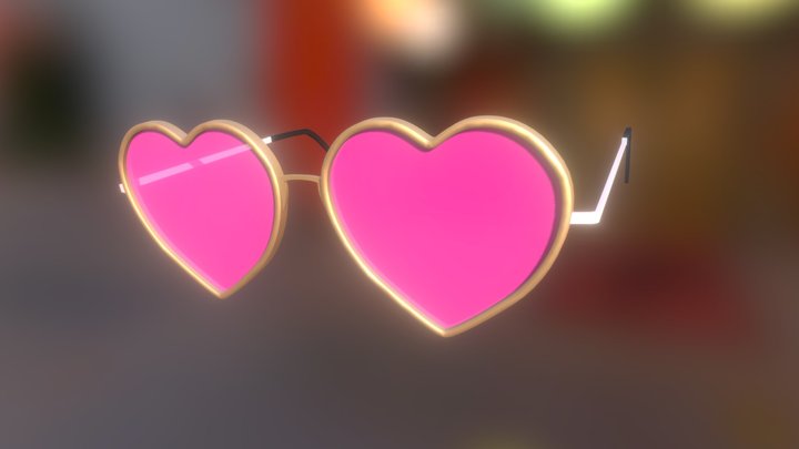 Pink Heart Glasses with Alloy Metal 3D Model