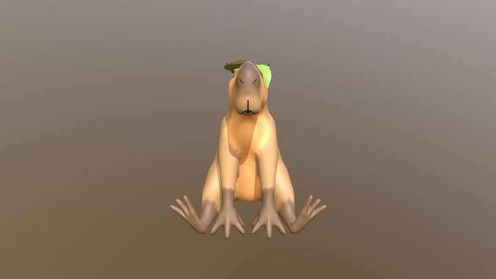 Capybara happy with a leaf 3D Model