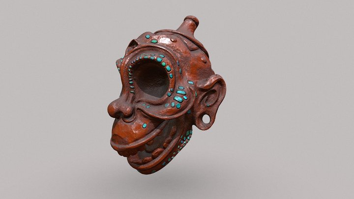 Pottery red skull 3D Model