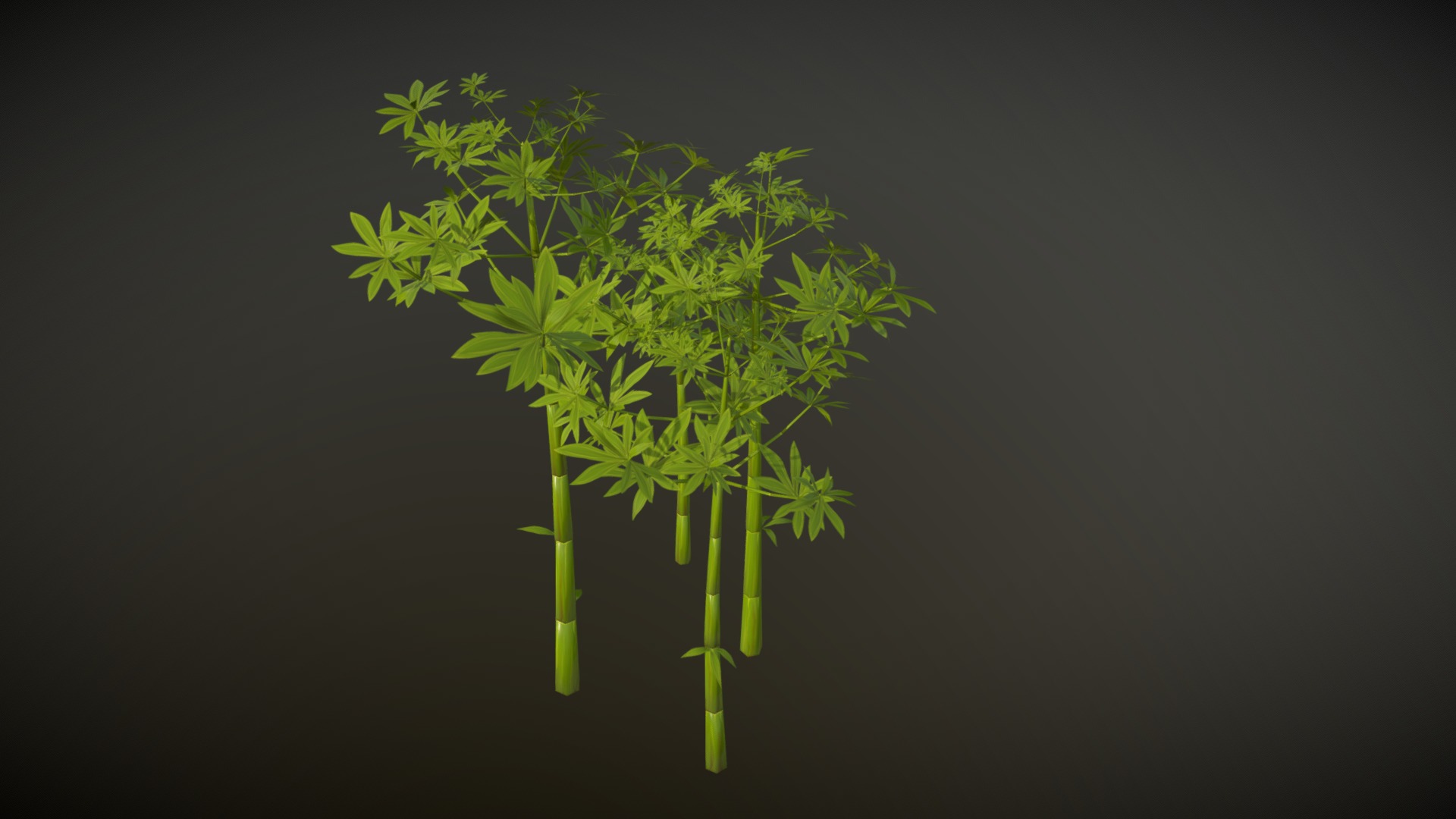 3D model Hand painted cartoon stylized low poly bamboo - This is a 3D model of the Hand painted cartoon stylized low poly bamboo. The 3D model is about a green plant with leaves.