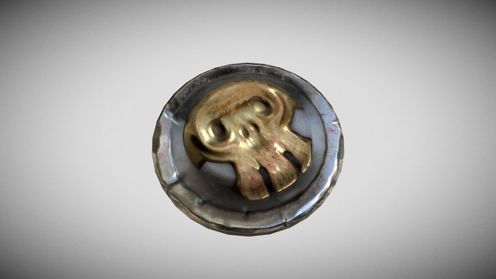 Skull Golden Coin 3D Model