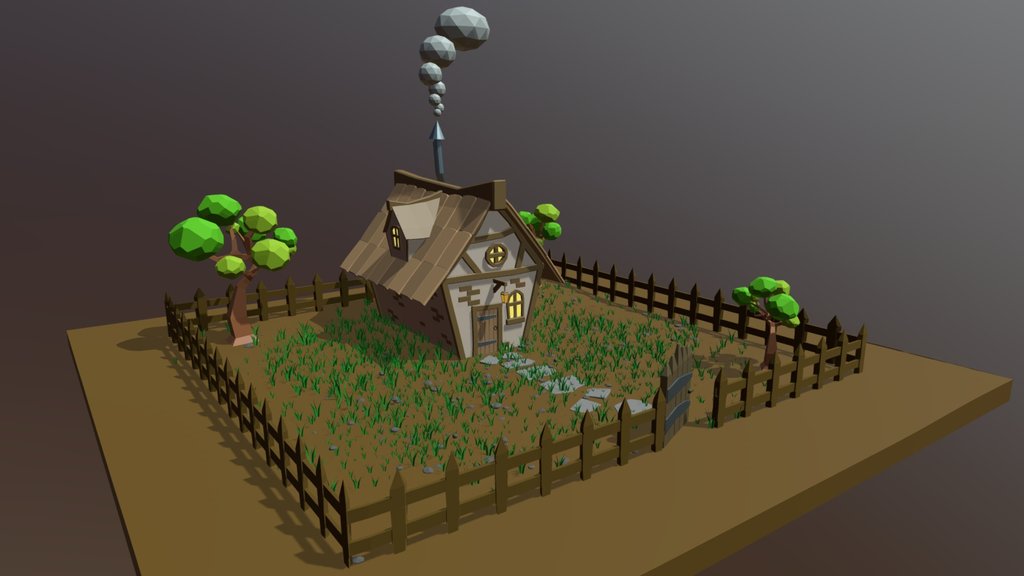 Cozy Low-Poly Cottage Diorama