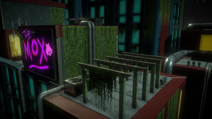 Cyberpunk Rooftops 3D Model