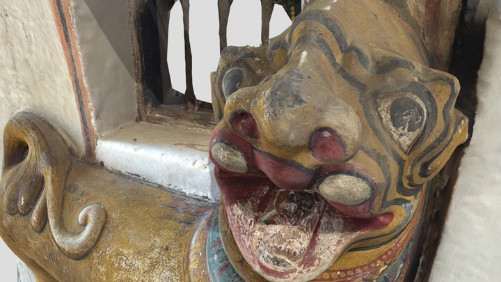 Lion Statue, Embekka Devalaya 3D Model