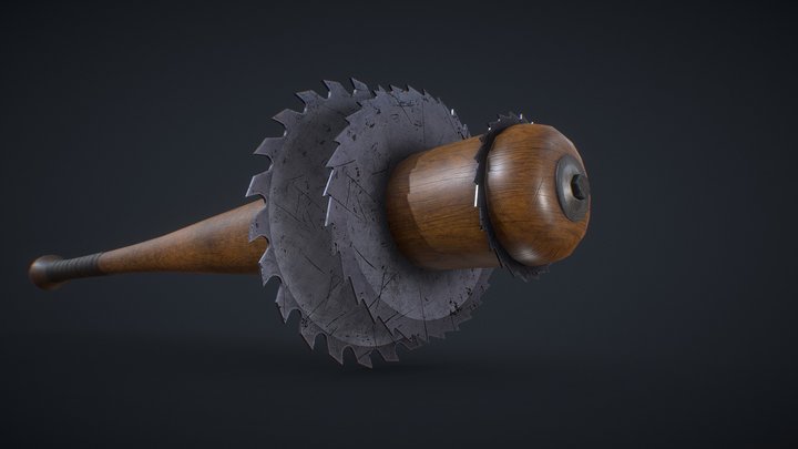 Baseball Bat with Sawblades 3D Model