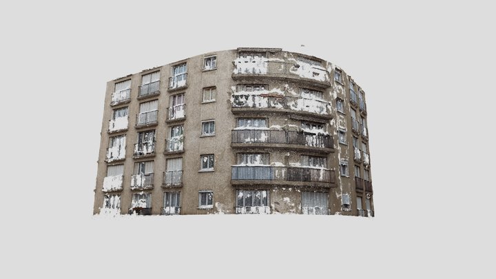Curved corner building 3D Model
