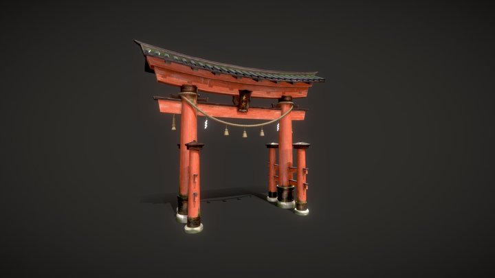 Japanese Torii Shrine Gate 3D Model