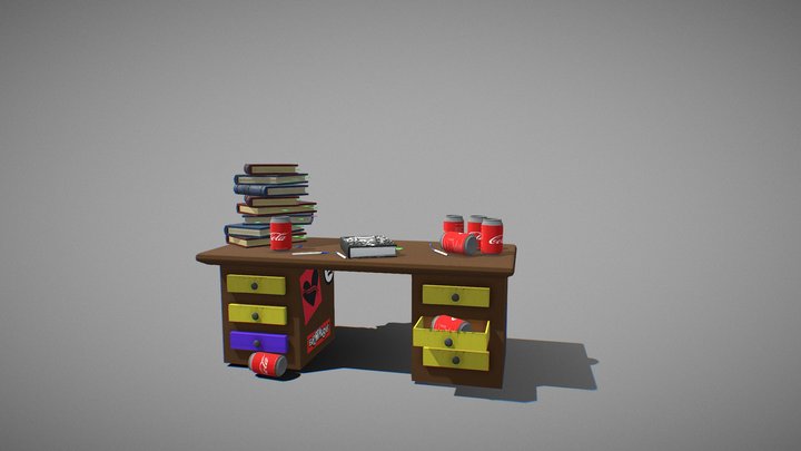 90s Desk Scene 3D Model