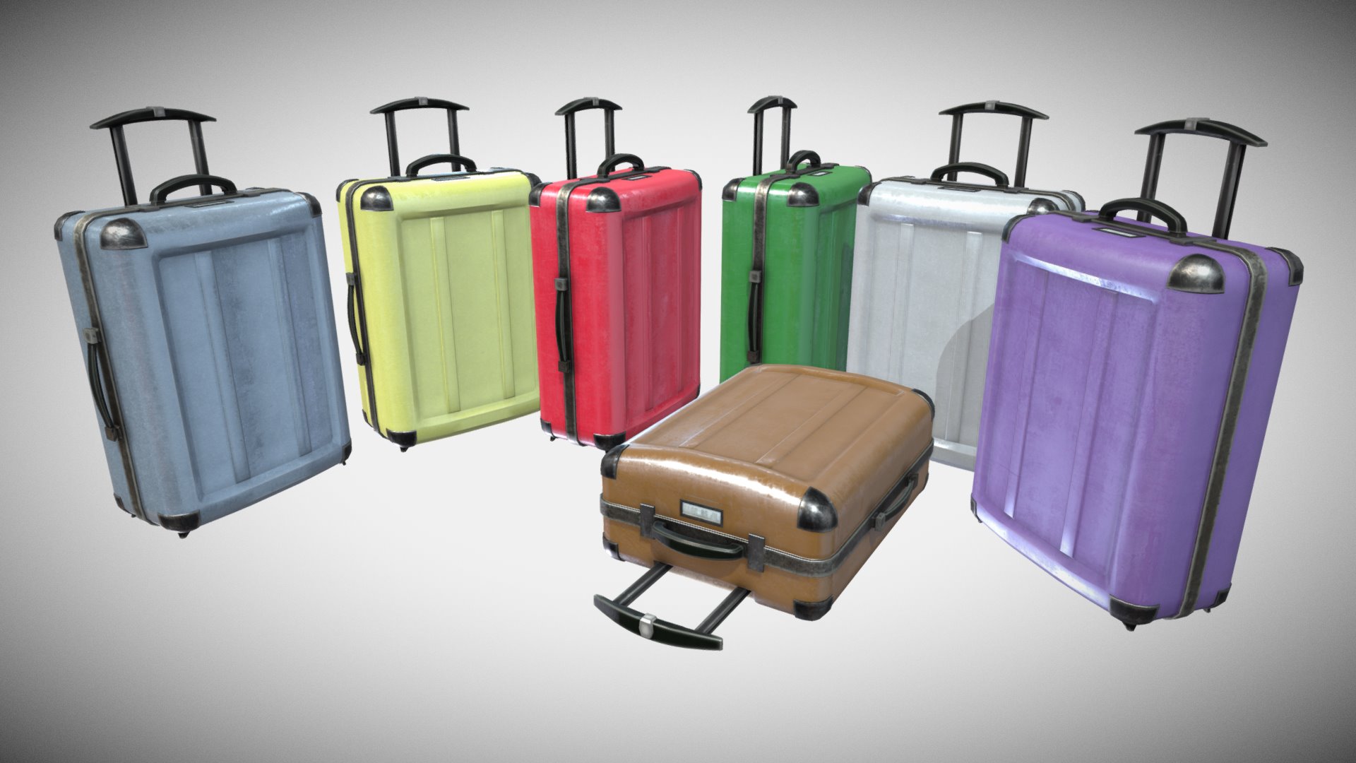 3D model Trolleys - This is a 3D model of the Trolleys. The 3D model is about a group of suitcases.