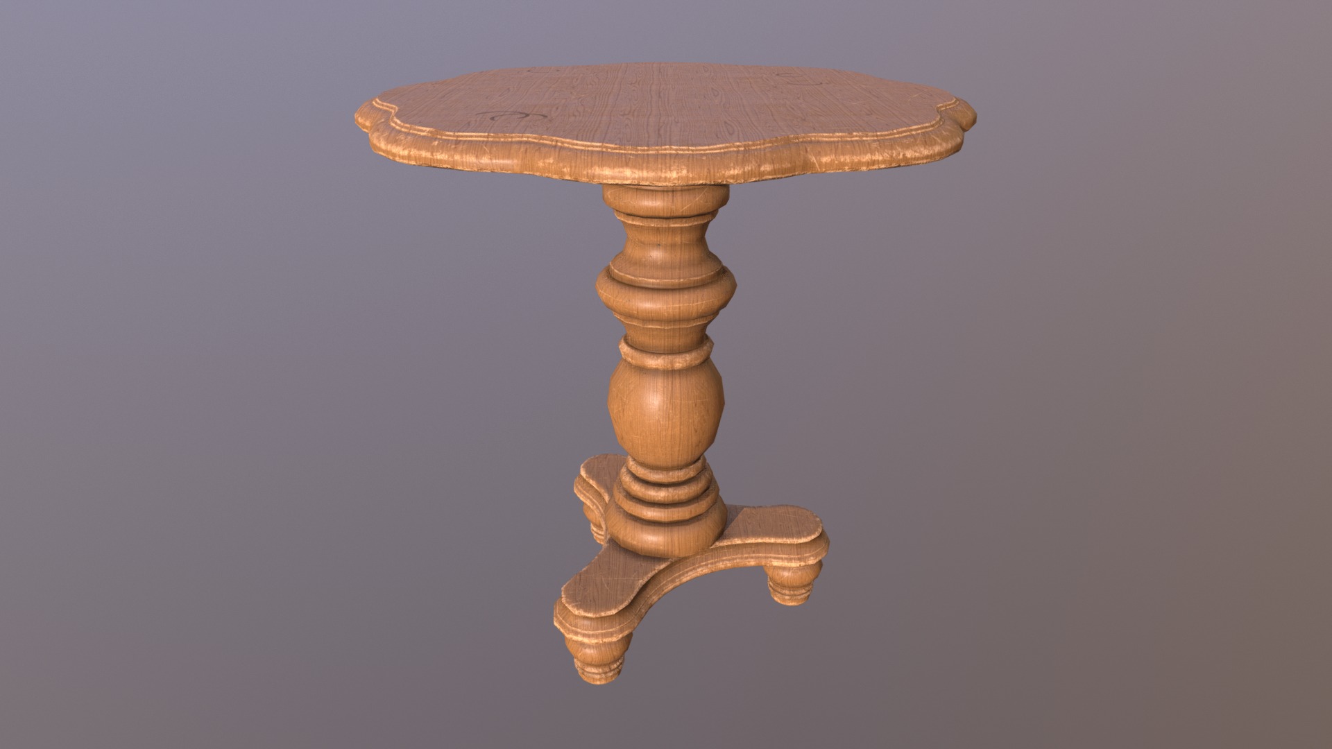 3D model Antique Round Wooden Table #001 - This is a 3D model of the Antique Round Wooden Table #001. The 3D model is about a wooden table with a top.
