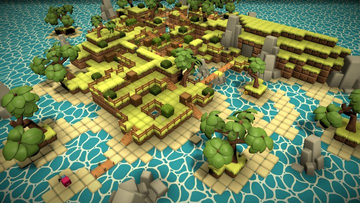 GridBox - World 1: Green Islands 3D Model