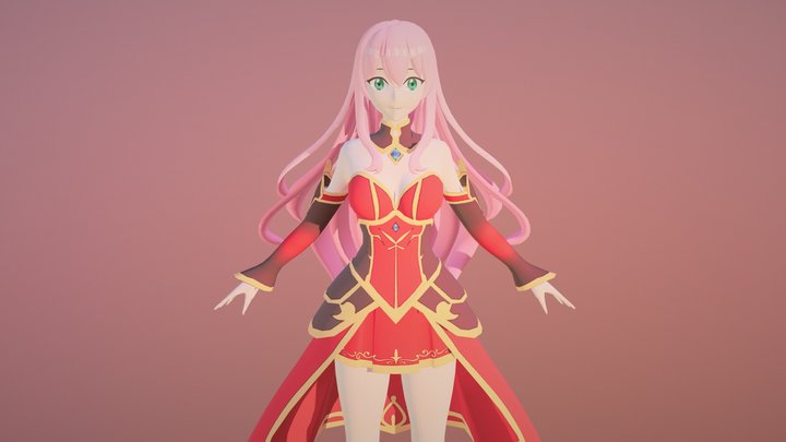 mujer anime character 3D Model