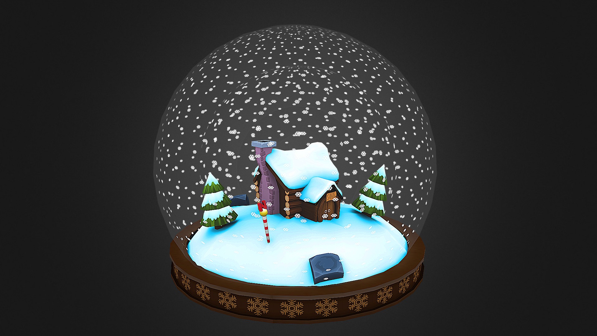 3D model Snow Globe - This is a 3D model of the Snow Globe. The 3D model is about a cake with a house on top.