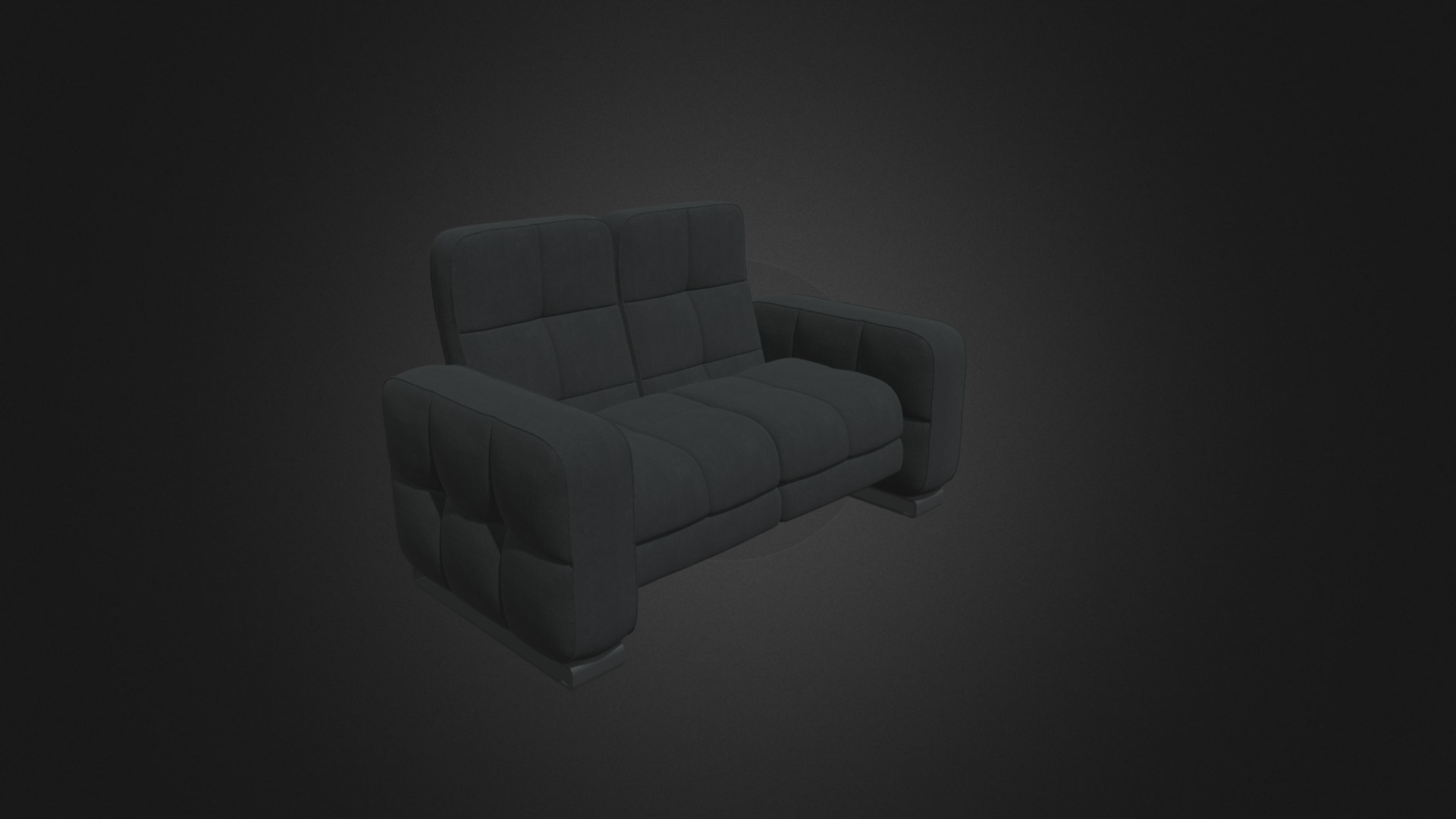 3D model Black Leather Sofa - This is a 3D model of the Black Leather Sofa. The 3D model is about a grey couch with a black background.