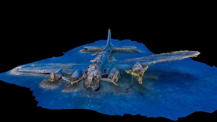 B-17 Flying Fortress Underwater - Vis Croatia 3D Model