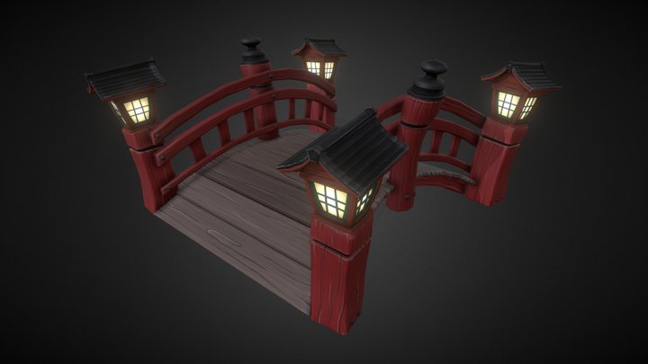 Japanese Garden Bridge 3D Model