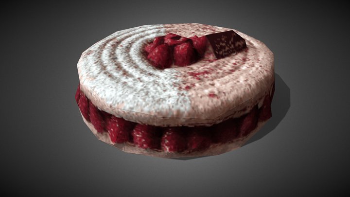 256fes Cake macaron raspberries 3D Model