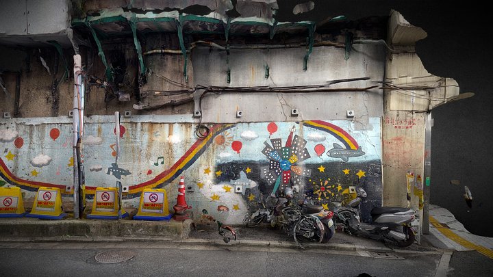 Shijuku Graffiti Wall 3D Model