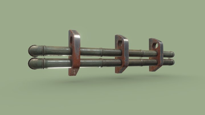 Double Pipe Straight 3D Model