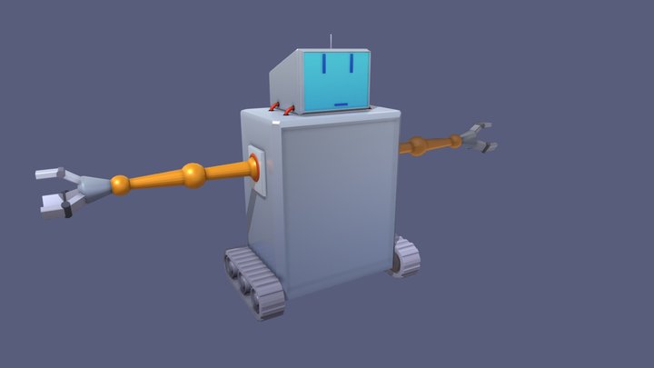 Simple Treaded Robot Character 3D Model