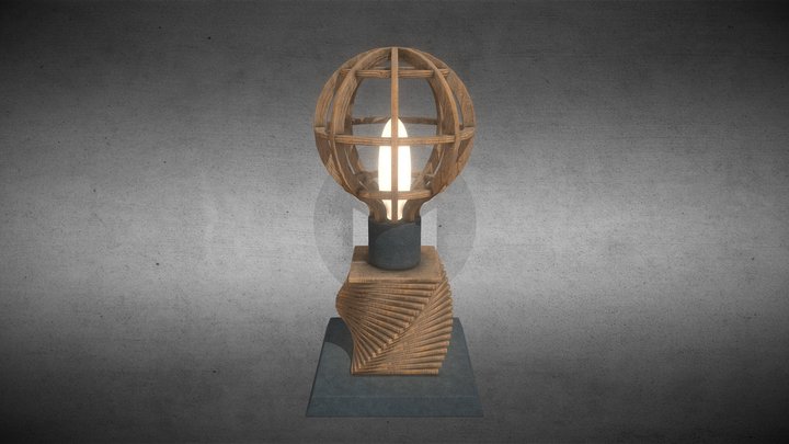 Wooden Table Lamp 3D Model