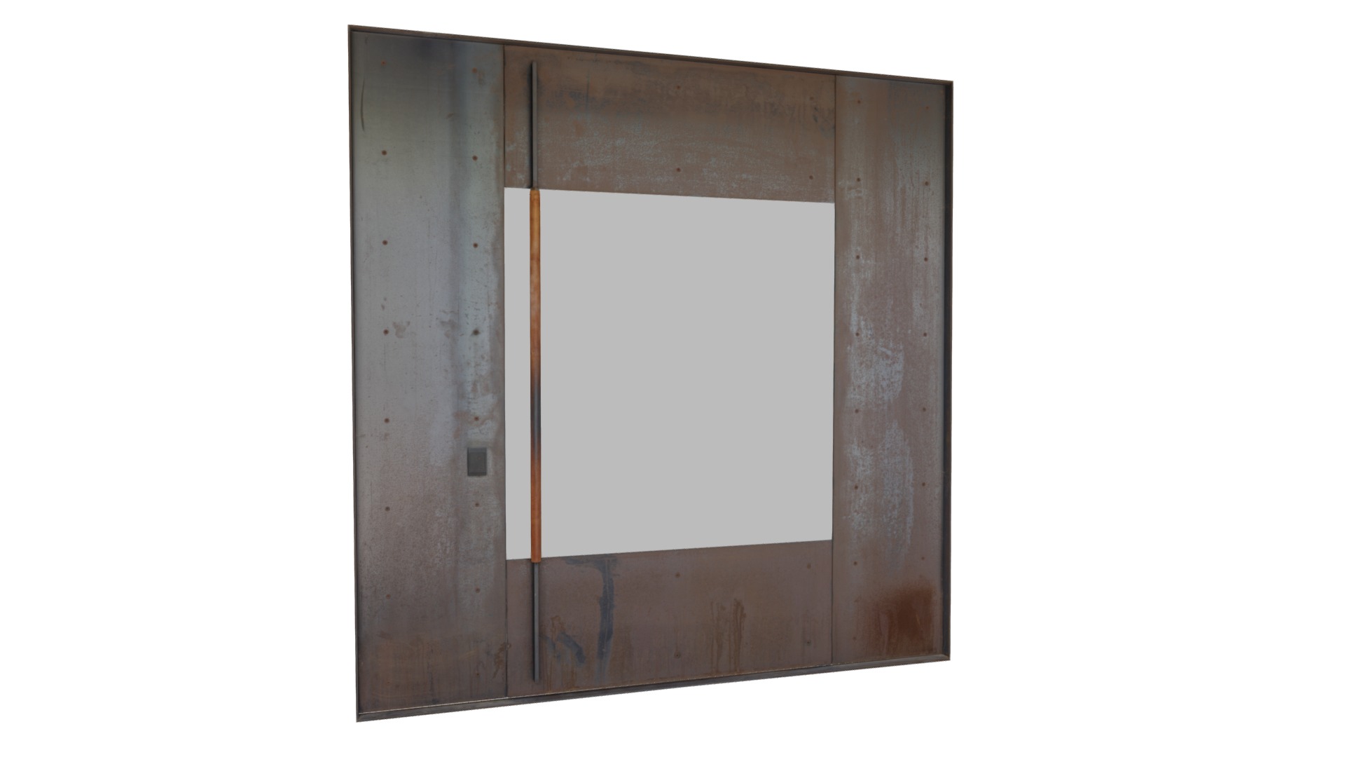 3D model Square Metal Door - This is a 3D model of the Square Metal Door. The 3D model is about a wooden box with a handle.