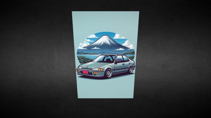 Honda Civic at Mount Fuji – Poster 3D Model
