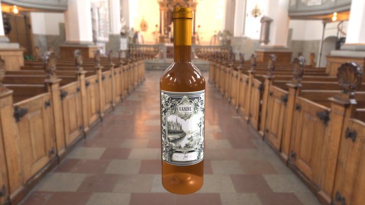 Gray Pinot Wine - Bordeaux / Bordolese bottle 3D Model