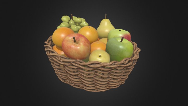 Woven Wicker Basket - Apples, Grapes & Pears