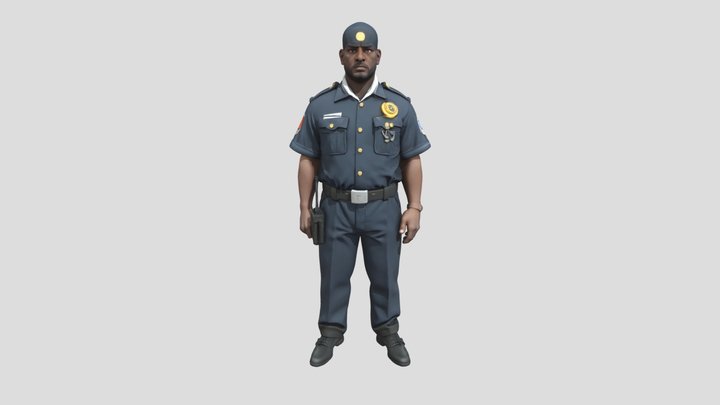 A black Prison warden 3D Model
