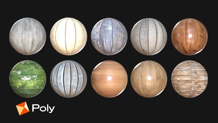 10 Realistic Wood Material Pack - PBR Textures 3D Model