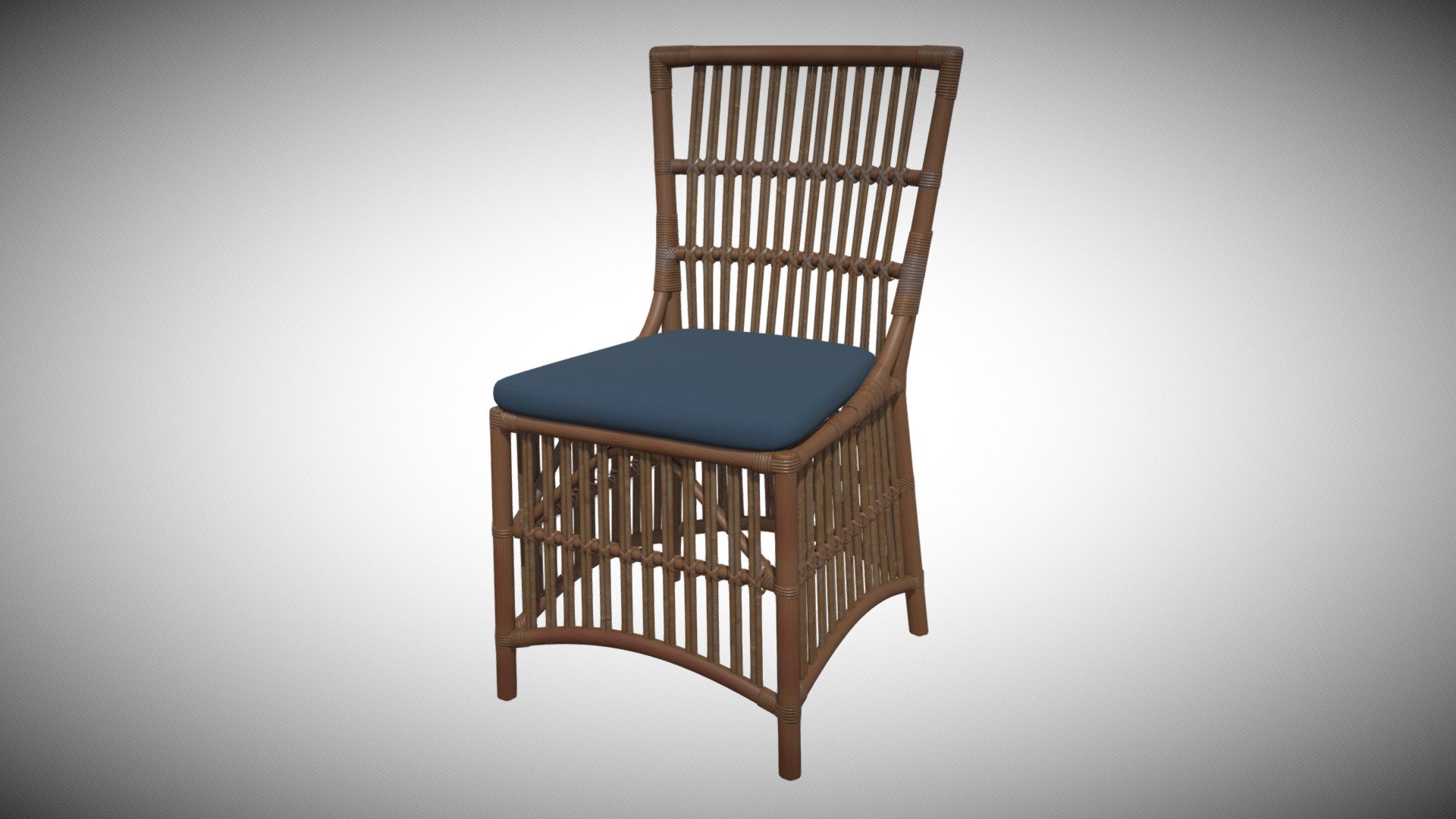 Wicker Chair with Cushion Seat 3D model by Black Or Grey